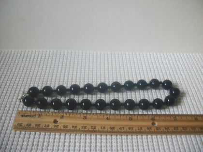 Retro Necklace Black Old Plastic, Elegant Shorter Length 16" Long 82016