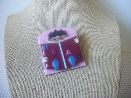 Vintage Designs By Lucinda Book Pin Read Child Little Reading A Book 021321 Hard To Find