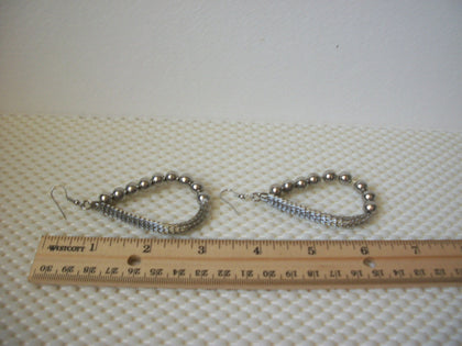 BOLD Vintage Pierced Earrings Silver Toned Coil Beaded 51016