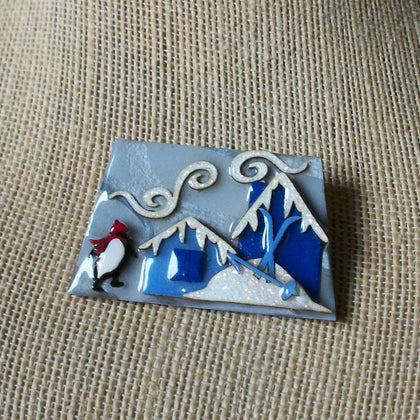 Hard To Find Vintage Lucinda House Pins, Christmas Glitter Snow Red Hat Penguin 61318