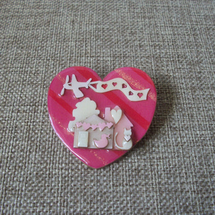 RARE Lucinda House Pins Happy Valentine`s Day Airplane Love Heart Banner 42617