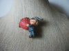 Vintage Brooch Pin, Sweet Little Elf, Holding Strawberry, Old Plastic, Hand Painted, 021921