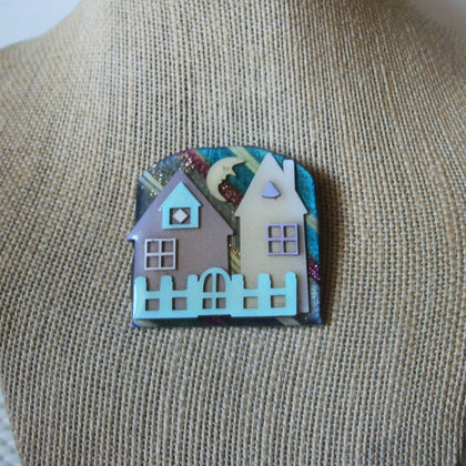 RARE Vintage Lucinda House Pins Peace Harmony Moon Glitter Time To Sleep 41017