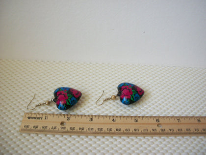 BOLD Vintage Pierced Earrings Colorful Thick Puff Hearts 51016