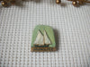 Vintage Brooch Pin Old Ship Wood Hand Painted Friendship 52017