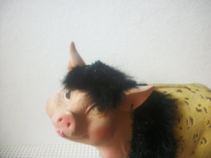 Vintage Cute Pig Girl, Ceramic, Hand Painted, 1965 Piggy Bank