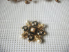 Vintage Brooch Pin, Signed Premier Design Clear Crystals Faux Pearl Black Enameled, Gold Tone 82317