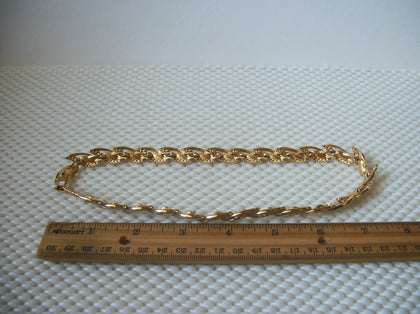 Vintage 16" Necklace, Signed MONET Clear Crystal Inlays Textured Gold Tone 61717 Gift For Her Wife