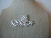 Vintage Jewelry Silver Tone Angel Clear Crystals Brooch Pin 022221