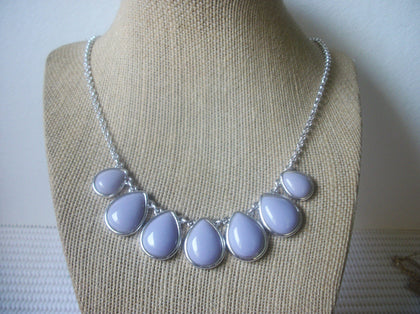 Beautiful Vintage 20" Necklace Signed LC Liz Claiborne Lavender Grey Silver Tone Bib Style 41518