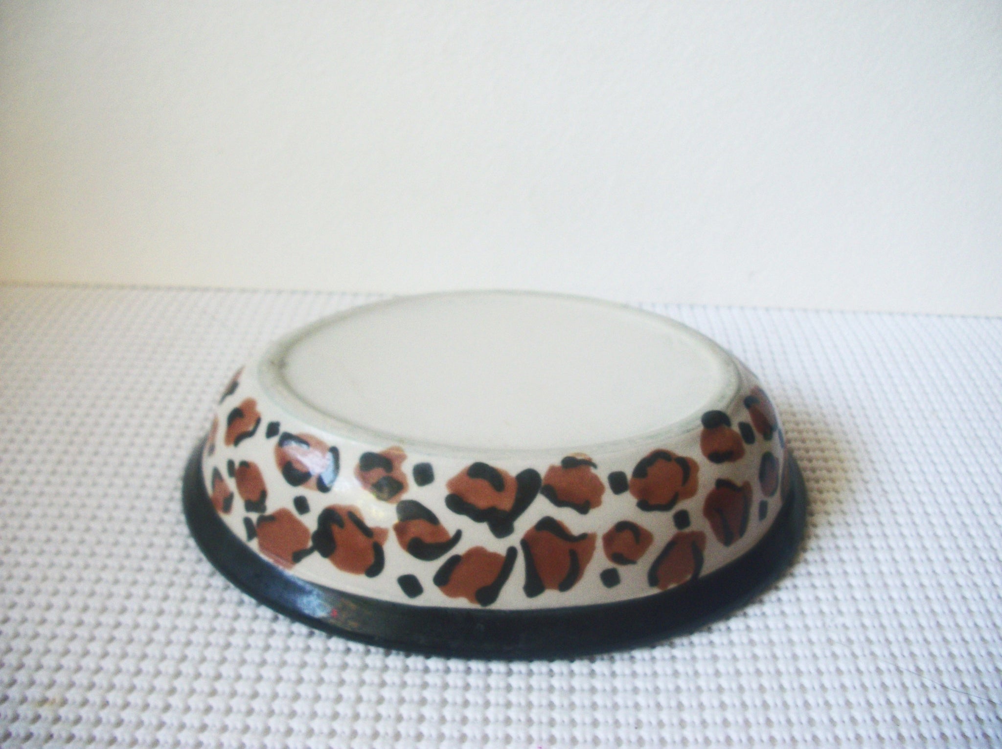 Food Dish Cats Dogs, Animal Print, Hand Painted, Oval Ceramic, 91617