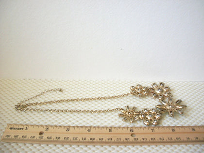 BOLD Vintage 18" - 21" Necklace Gold Tone Clear Glass Pastel Rhinestones Flower Statement 51016