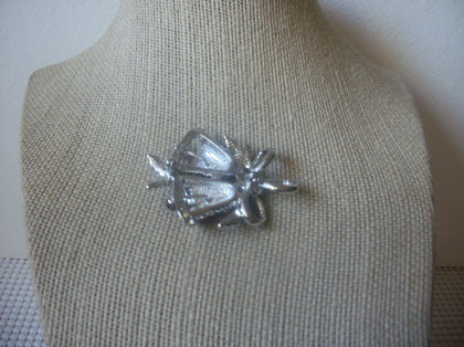 Vintage Jewelry, Silver Tone Red Green Clear Rhinestone Inlays Christmas Bell Brooch Pin 51018