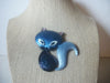 Larger Retro Jewelry Cute Gray Sly Fox, Enameled Black Tone, Brooch Pin 022621