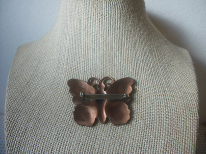 Vintage Brooch Pin, Native American, Hand Made, Copper Tone, Butterfly, 70217