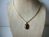 Vintage 16" Signed LC Double Row Gold Tone Chain Brown Acrylic Pendant Necklace 030621