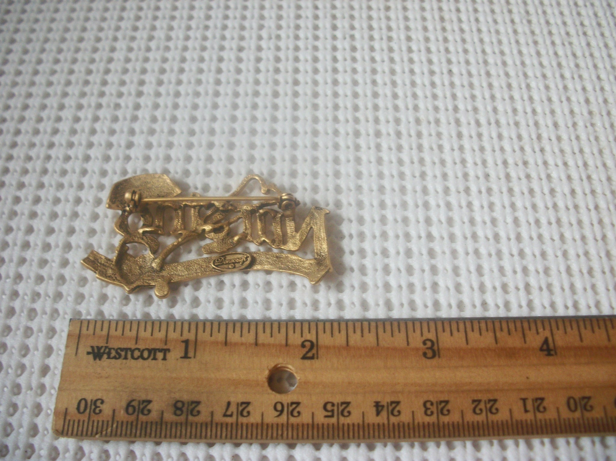 Vintage Brooch Pin, Signed DANCRAFT Love Nursing Matte Gold Tone,   82317