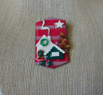 Lucinda House Pins, Glitter Night Merry Christmas Highly Detailed 021321