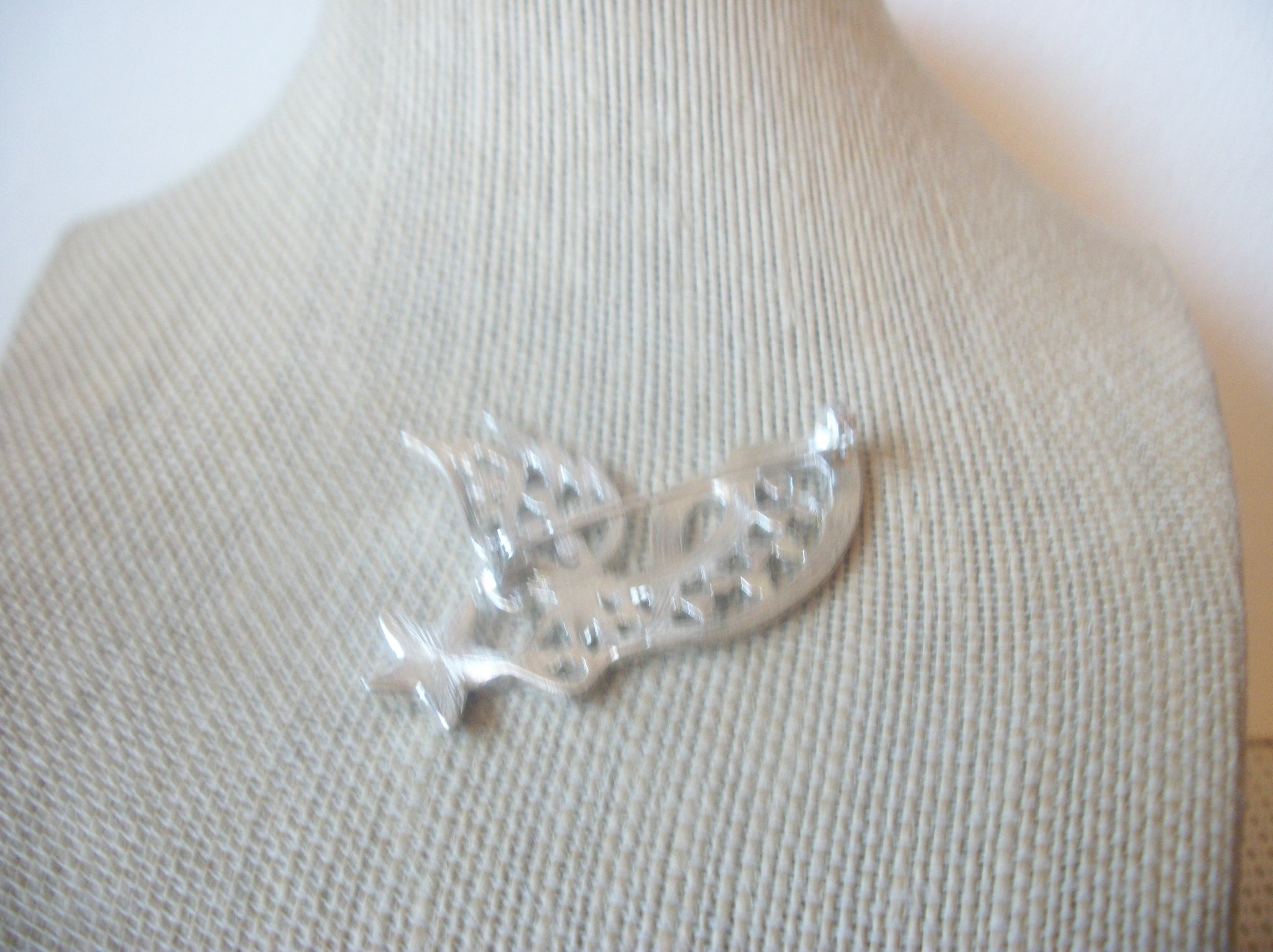 Vintage Jewelry Silver Tone Angel Clear Crystals Brooch Pin 022221