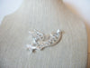 Vintage Jewelry Silver Tone Angel Clear Crystals Brooch Pin 022221