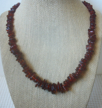 Vintage 18" Amber Tone Chips Lucite Necklace 030121