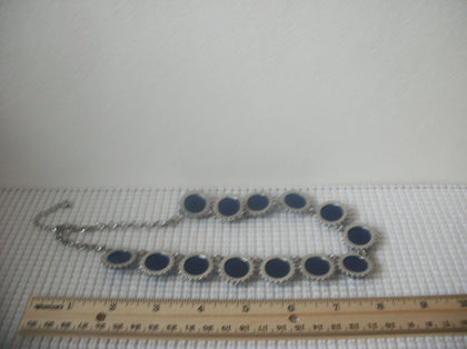 Retro 18" - 21" Dark Blue Panel Silver Tone 030321