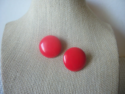 Retro Post Earrings Vivid Bright Red Old Plastic 1" Long 8716