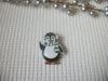 Vintage Brooch Pin Enameled Penguin Glitter Scarf Silver Tone 91616