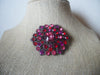 Signed LC Liz Claiborne, Copper Tone Fuchsia Pink Red Rhinestones, Mid Century Ornate Brooch Pin, Vintage 022321