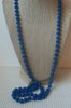 Blue Glass Translucent  36" Long Vintage Necklace No Closure 63017