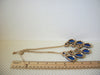 Signed C Vintage 20" - 22" Necklace Gold Toned Blue Teardrop Statement 51016