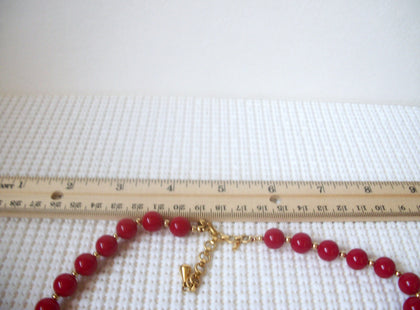 Vintage 16" - 18" Necklace Signed MONET Red Gold 030221