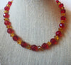 Red Golden Crystal Glass Vintage Necklace 40220