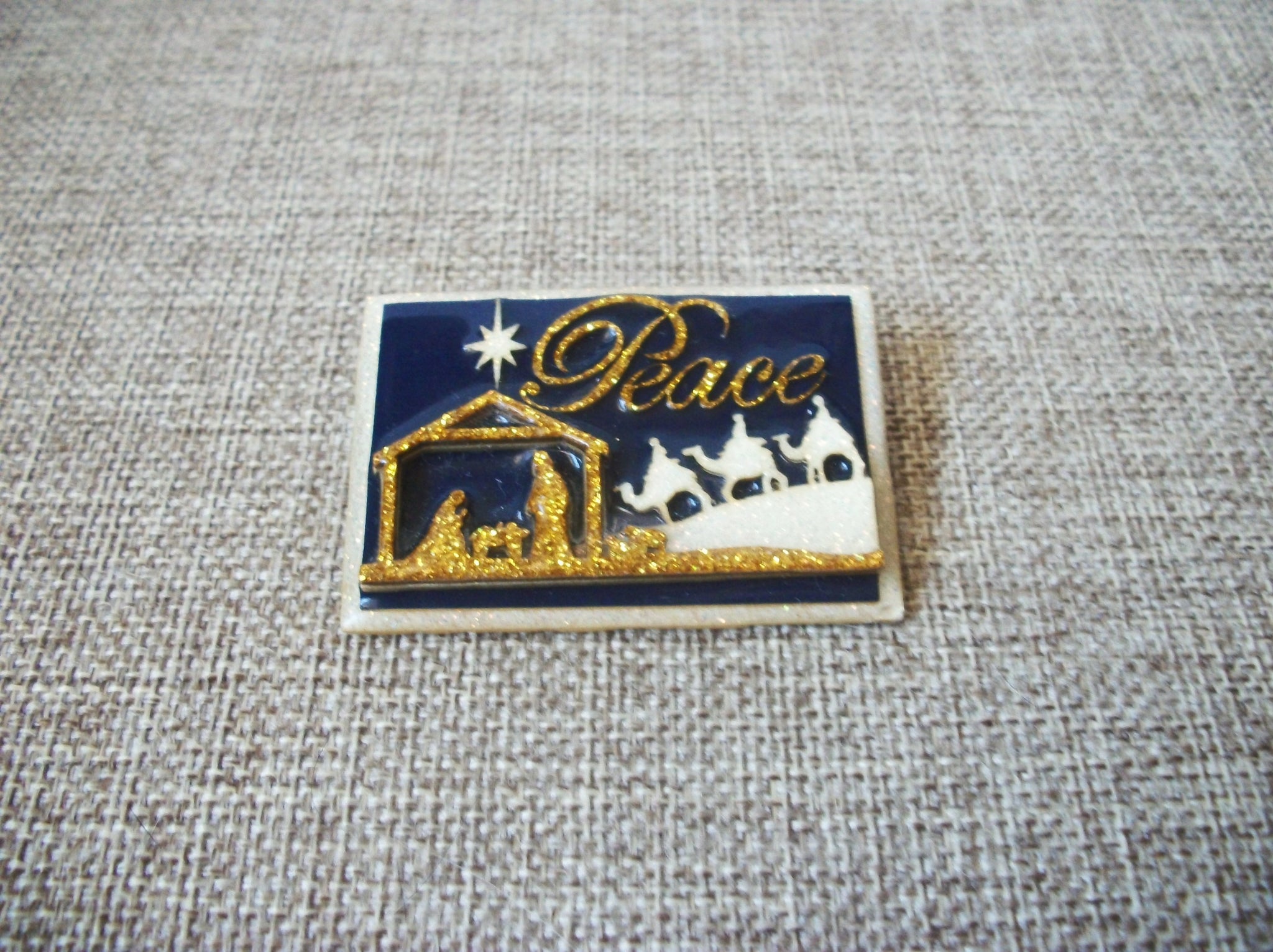 RARE Lucinda Peace Pin Christmas Nativity Scene