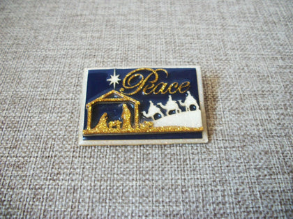RARE Lucinda Peace Pin Christmas Nativity Scene
