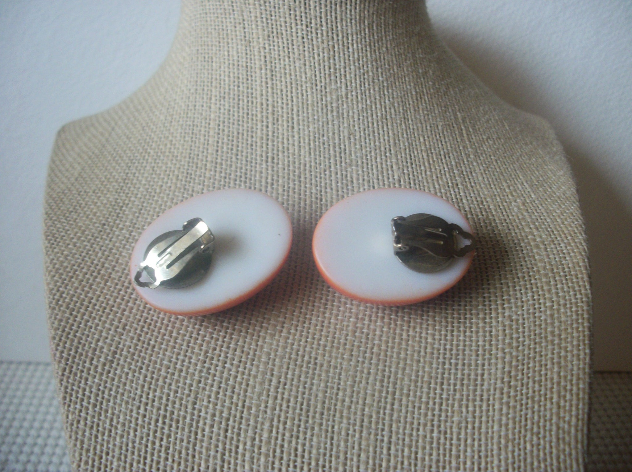 Larger, Very Thick Retro Orange Clip On Earrings 022421