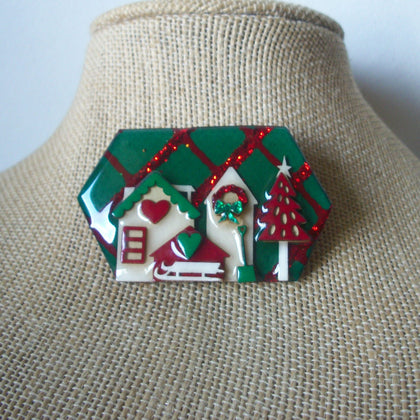 Vintage Lucinda House Pins, Highly Detailed Christmas Sled Festive Tree Garland  61318