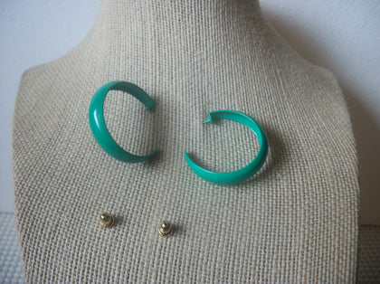 Retro Green Enameled Hoop Earrings 022421