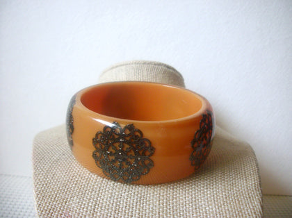 Chunky, Vintage Bangle Bracelet, Golden Orange, Art Deco, Laminated Old Plastic, 70417