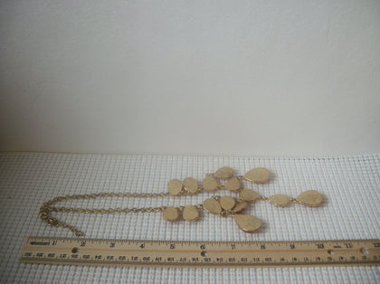 Vintage 20" - 22" Bib Necklace Orange Glitter Shimmer Gold Tone 30617