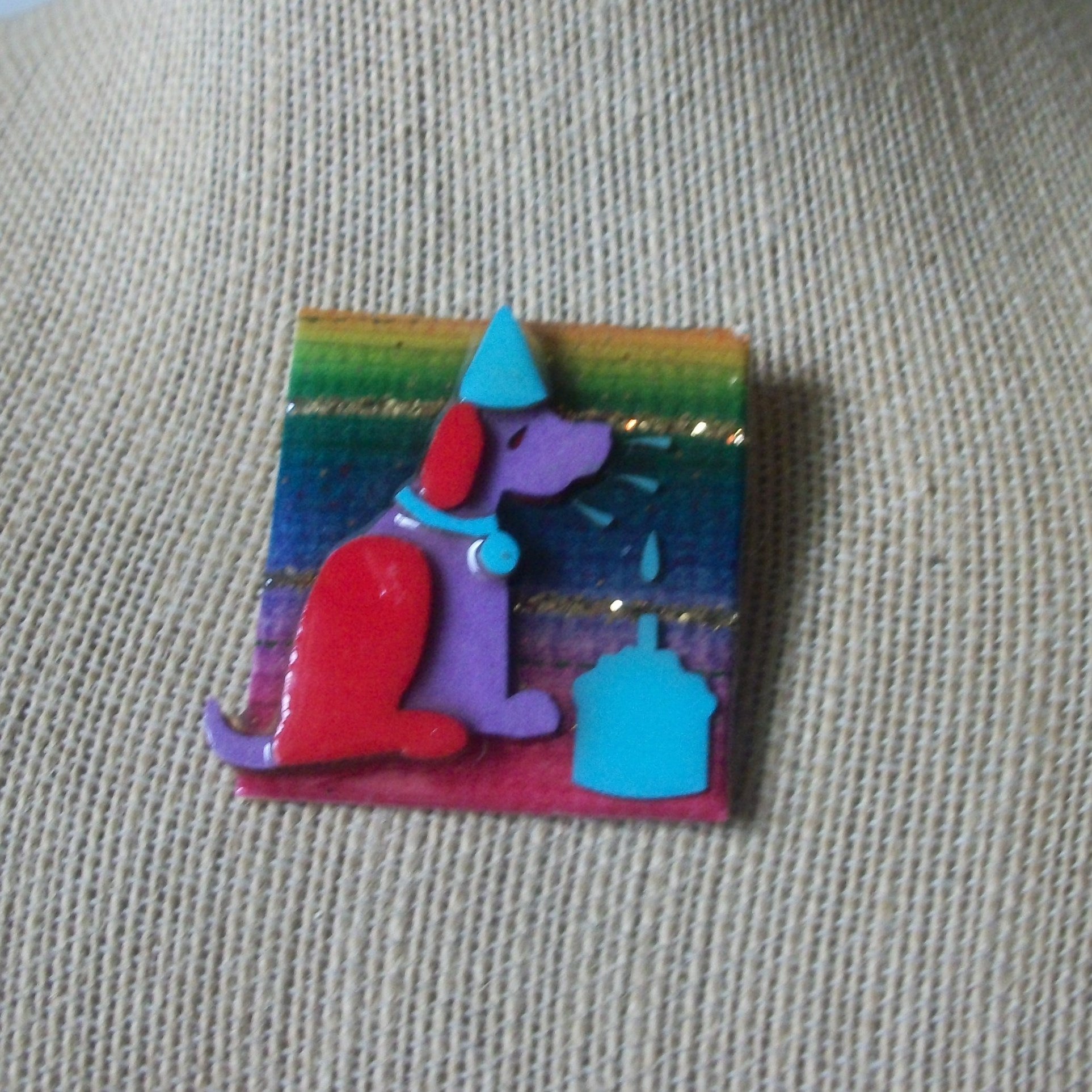RARE Hard To Find Lucinda Pet pins, Birthday Boy Dog Cake Candles 61318