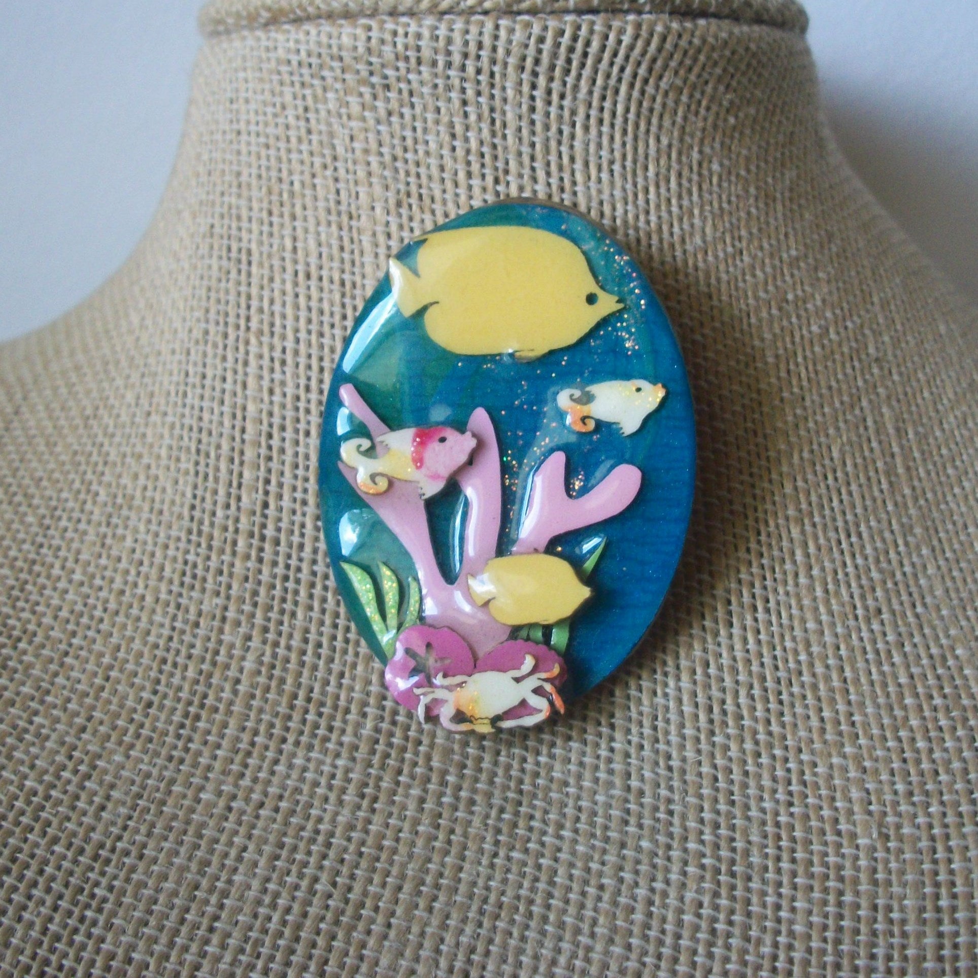 RARE Highly Detailed Lucinda Pins, Yellow Tang Koi Fish Little Crab Corals Ocean 61318