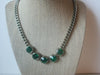 Vintage Palest Gold Tone Green Glass Necklace 022721