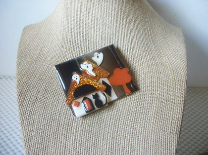 RARE Hard To Find Lucinda  Halloween House Pins Ghost Little Cat Glittery  61318