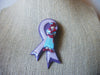 LUCINDA Woman Pins, Cancer Awareness, Ribbon Care Love, Vintage Brooch Pin 60218