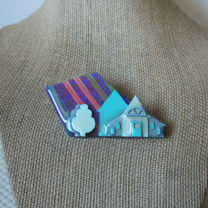 Vintage Lucinda House Pins, Rainbow Sky Tree Window Boxes 021321