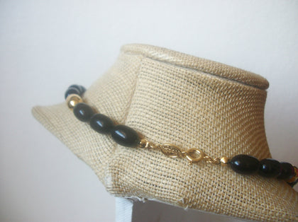 Beautiful Vintage 16" Necklace Signed NAPIER Black Gold Tone 92017