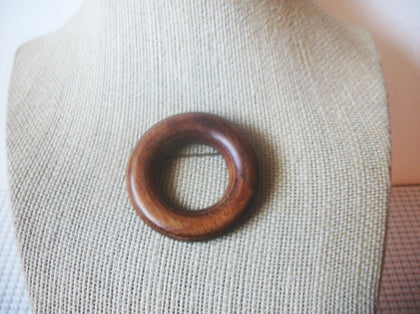 Vintage Round Dark Wood, All Natural Brooch Pin 61318