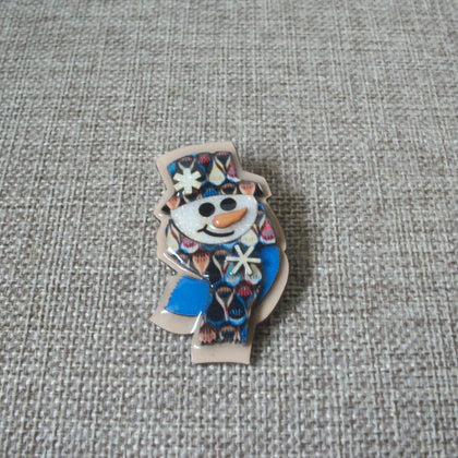 RARE Lucinda Pins Happy Snowman Glitter carrot Nose Warm Hat Shawl Christmas