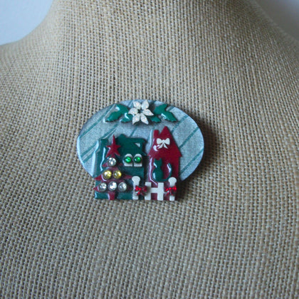 Highly Detailed Lucinda House Pins, Peace Glitter Poinsettia Tree Cat Bows Rhinestones 61318